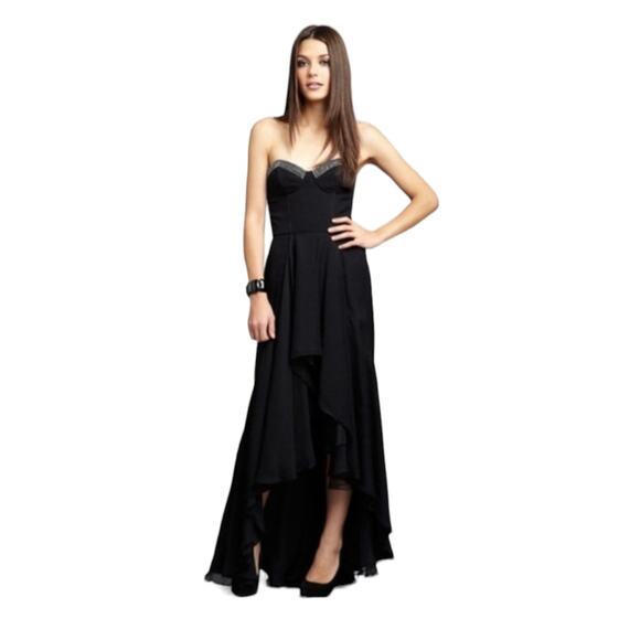 Jill Stuart Chiffon High Low Sweetheart Neckline Formal Dress Black 4 - Picture 1 of 12